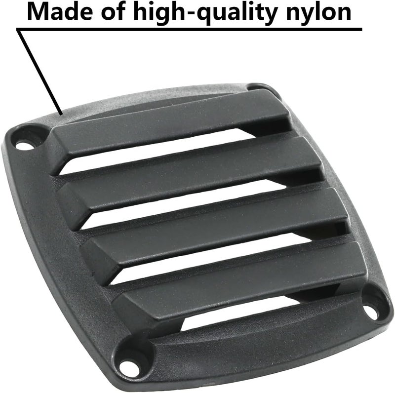 LTEMG Marine Louvered Nylon Boat Vent,Black Plastic Square Air Vent,Free Stainless Steel Screws(4 Pcs) - Image 3